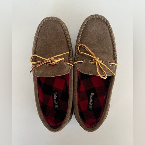 Timberland Men\'s Stony Ledge Flannel-Lined Moc Slipper in Dark Brown, size 7 main image 9